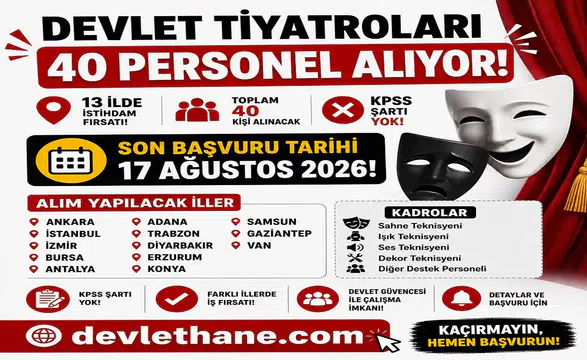 Devlet Tiyatroları 13 İlde 40 Personel Alıyor: KPSS Şartı Yok, Başvurular 17 Ağustos’ta Bitiyor