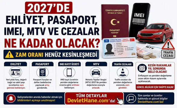 2027’de Ehliyet, Pasaport, IMEI, MTV ve Cezalar Ne Kadar Olacak? Zam Oranı Henüz Kesinleşmedi