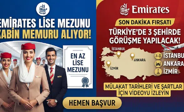 Emirates Lise Mezunu Kabin Memuru Alıyor! Türkiye’de 3 Şehirde Görüşme Yapılacak