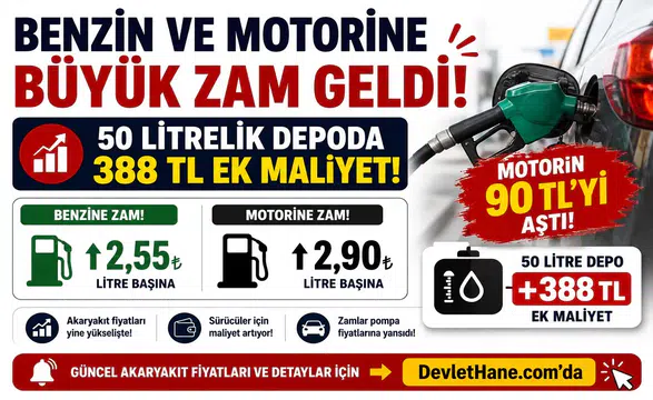 Benzin ve Motorine Büyük Zam Geldi! 50 Litrelik Depoda 388 TL Ek Maliyet, Motorin 90 TL’yi Aştı