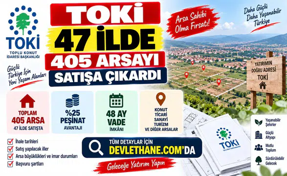 TOKİ 47 İlde 405 Arsayı Satışa Çıkardı: Yüzde 25 Peşinat ve 48 Ay Vade İmkânı
