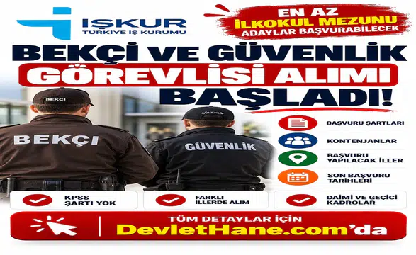 İŞKUR Bekçi ve Güvenlik Görevlisi Alımı Başladı! En Az İlkokul Mezunu Adaylar Başvurabilecek