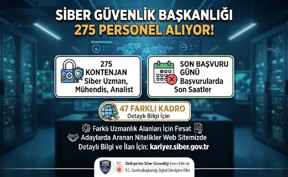 Siber Güvenlik Başkanlığı 275 Personel Alıyor! 47 Farklı Kadro İçin Başvurularda Son Gün
