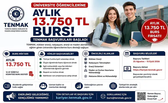 Üniversite Öğrencilerine Aylık 13.750 TL Burs: TENMAK Başvuruları Başladı