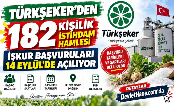 Türkşeker’den 182 Kişilik İstihdam Hamlesi: İŞKUR Başvuruları 14 Eylül’de Açılıyor