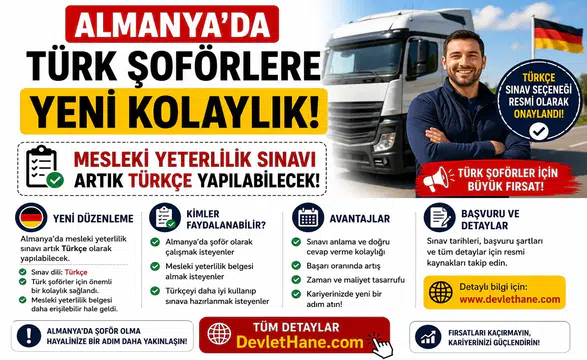 Almanya’da Türk Şoförlere Yeni Kolaylık: Mesleki Yeterlilik Sınavı Artık Türkçe Yapılabilecek