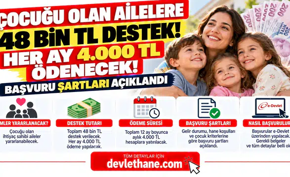 Çocuğu Olan Ailelere 48 Bin TL Destek! Her Ay 4.000 TL Ödenecek: Başvuru Şartları Açıklandı