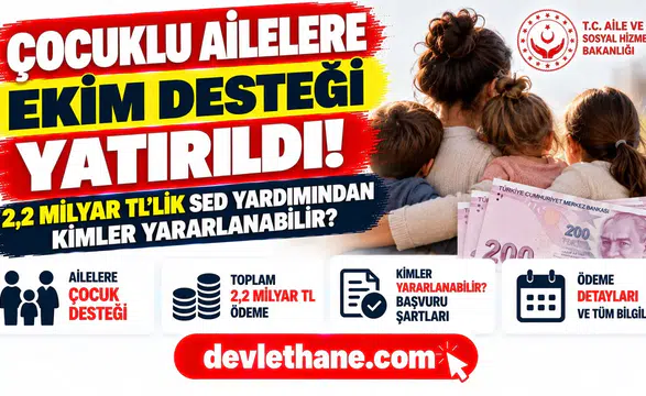 Çocuklu ailelere Ekim desteği yatırıldı: 2,2 milyar TL’lik SED yardımından kimler yararlanabilir?