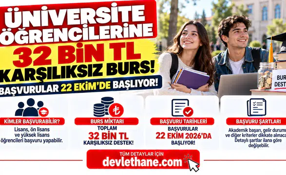 Üniversite Öğrencilerine 32 Bin TL Karşılıksız Burs! Başvurular 22 Ekim'de Başlıyor