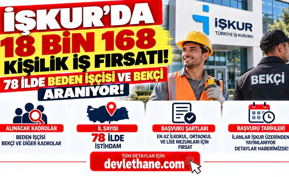 İŞKUR'da 18 Bin 168 Kişilik İş Fırsatı! 78 İlde Beden İşçisi ve Bekçi Aranıyor