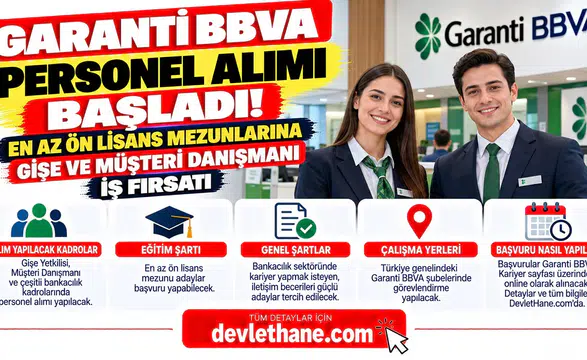 Garanti BBVA Personel Alımı Başladı! En Az Ön Lisans Mezunlarına Gişe ve Müşteri Danışmanı İş Fırsatı