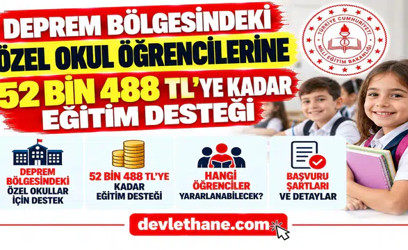 Deprem Bölgesindeki Özel Okul Öğrencilerine 52 Bin 488 TL'ye Kadar Eğitim Desteği
