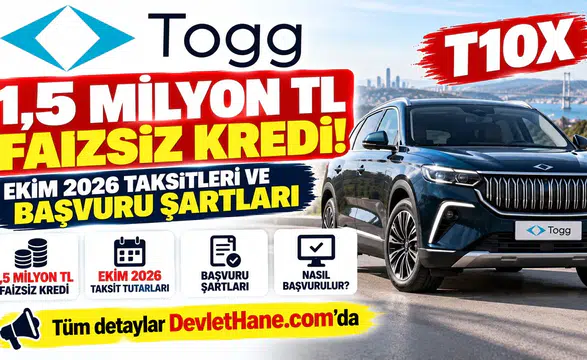 Togg T10X Alacaklara 1,5 Milyon TL Faizsiz Kredi! Ekim 2026 Taksitleri ve Başvuru Şartları