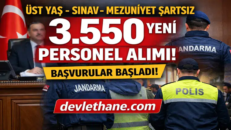 Valilik ve Kaymakamlıklara 3.550 Personel Alımı! Yaş, Sınav ve Mezuniyet Şartı Yok