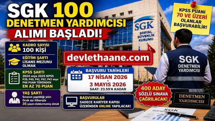 SGK 100 Denetmen Yardımcısı Alımı Başladı! Başvuru Şartları ve Tarihler Açıklandı