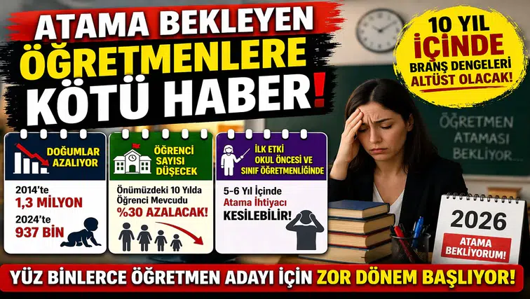 Atama Bekleyen Öğretmenlere Kötü Haber! Önümüzdeki 10 Yılda Dengeler Değişiyor