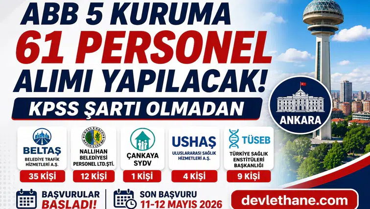 Ankara’da 5 Kurum KPSS Şartsız 61 Personel Alımı Yapacak! Başvurular Başladı