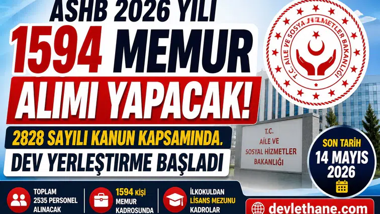 ASHB 2026 Yılı 1594 Memur Alımı Yapacak! 2828 Sayılı Kanun Kapsamında Dev Yerleştirme Başladı