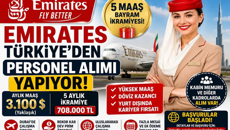 Emirates Türkiye’den Personel Alımı Yapıyor! 5 Maaş Bayram İkramiyesi Duyuruldu