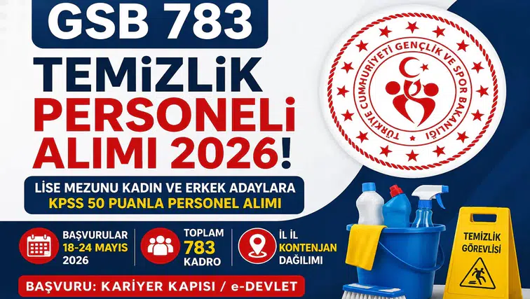 GSB 783 Temizlik Personeli Alımı Başladı! KPSS 50 Puanla Başvuru Şansı, İl İl Kontenjanlar Açıklandı