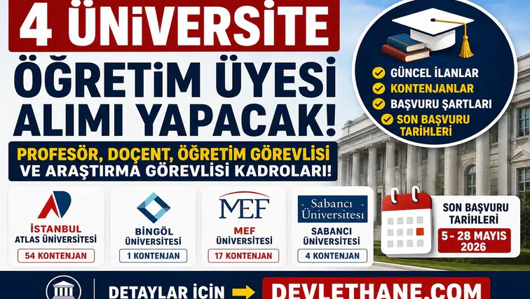 4 Üniversite Akademik Personel Alımı Yapacak! Profesör, Doçent ve Öğretim Görevlisi Kadroları Açıldı