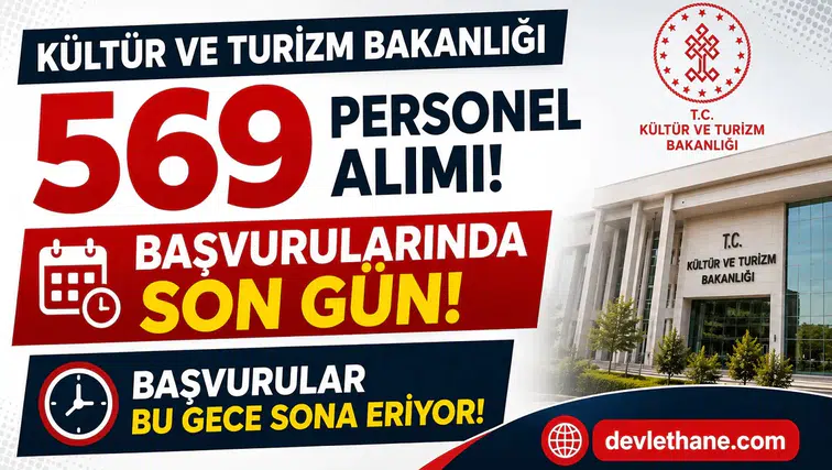 Kültür ve Turizm Bakanlığı 569 Personel Alımı Başvurularında Son Gün! Başvurular Bu Gece Sona Eriyor