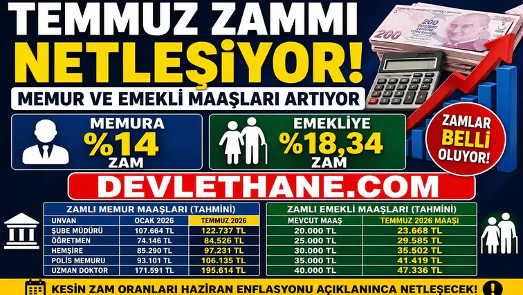 Temmuz 2026 Zamlı Maaşlar Belli Oluyor! Memur ve Emekli Maaşlarında Beklenen Artış Ortaya Çıktı