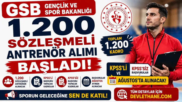 GSB 1.200 Sözleşmeli Antrenör Alımı Başladı! KPSS'li ve KPSS'siz Başvurular Ağustos'ta Alınacak