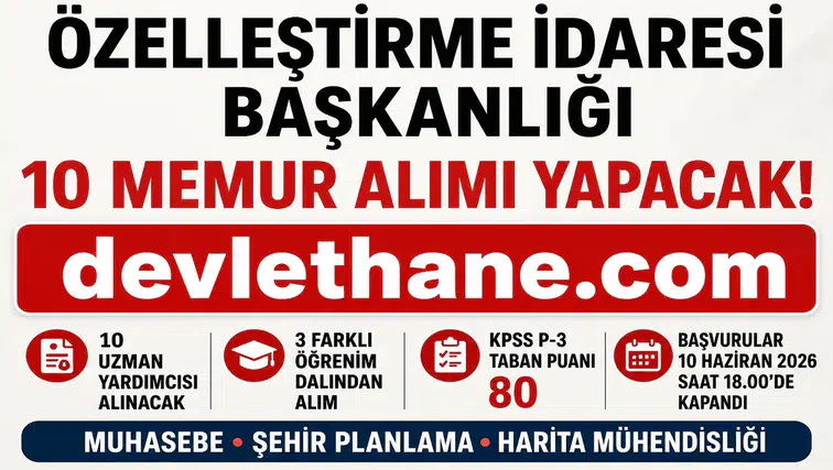 Özelleştirme İdaresi Başkanlığı 10 Uzman Yardımcısı Alımı Yapacak! KPSS 80 Puan Şartı ve Sözlü Sınav Detayları Açıklandı