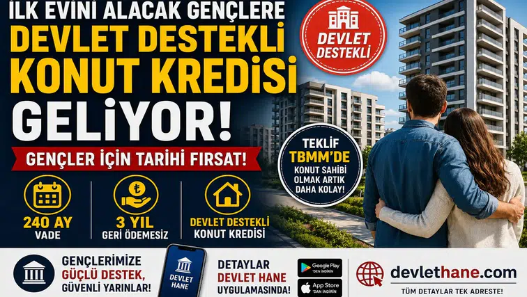 İlk Evini Alacak Gençlere Devlet Destekli Konut Kredisi Geliyor! 240 Ay Vade, 3 Yıl Geri Ödemesiz Destek Teklifi TBMM'de