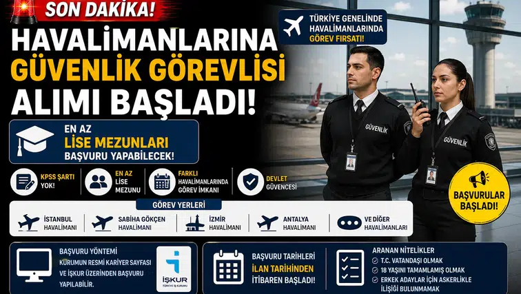 Havalimanlarına Güvenlik Görevlisi Alımı Başladı! En Az Lise Mezunları Başvuru Yapabilecek