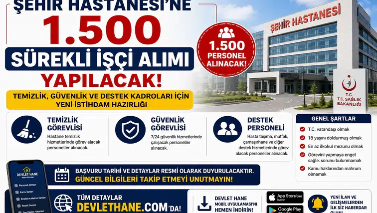 Şehir Hastanesi'ne 1.500 Sürekli İşçi Alımı Yapılacak! Temizlik, Güvenlik ve Destek Kadroları İçin Yeni İstihdam Hazırlığı
