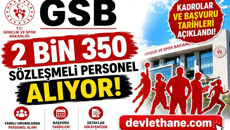 GSB 2 Bin 350 Sözleşmeli Personel Alıyor! Kadrolar ve Başvuru Tarihleri Açıklandı