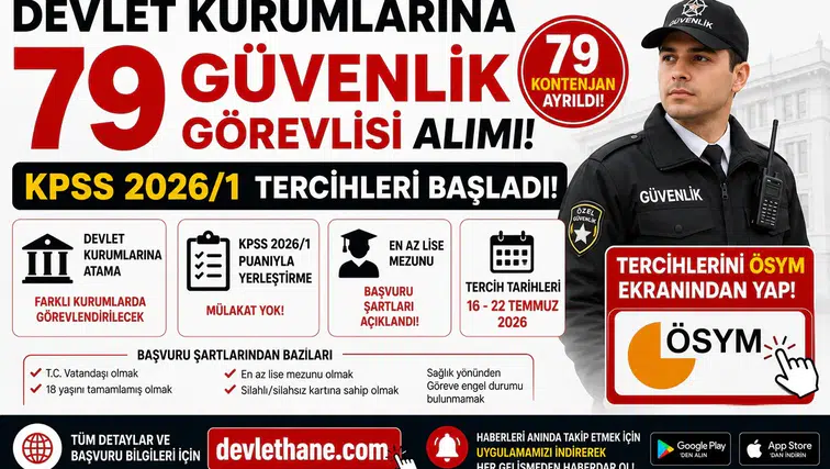 Devlet Kurumlarına 79 Güvenlik Görevlisi Alımı! KPSS 2026/1 Başvuru Şartları ve ÖSYM Tercih Ekranı