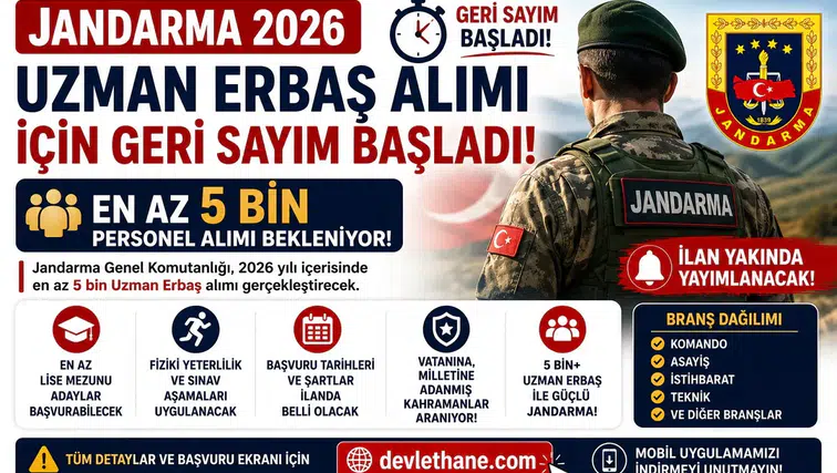 Jandarma 2026 Uzman Erbaş Alımı İçin Geri Sayım Başladı! En Az 5 Bin Personel Alımı Bekleniyor