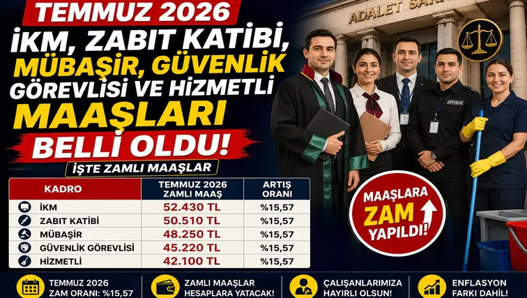 Temmuz 2026 İKM, Zabıt Katibi, Mübaşir, Güvenlik Görevlisi ve Hizmetli Maaşları Belli Oldu! İşte Zamlı Maaşlar