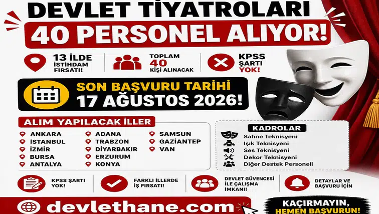 Devlet Tiyatroları 13 İlde 40 Personel Alıyor: KPSS Şartı Yok, Başvurular 17 Ağustos’ta Bitiyor