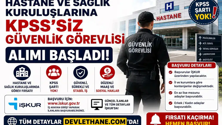 Hastane ve Sağlık Kuruluşlarına KPSS’siz Güvenlik Görevlisi Alımı: Başvuru Şartları ve İŞKUR Detayları