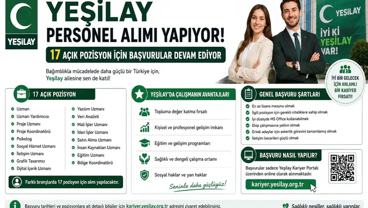 Yeşilay Personel Alımı Yapıyor: 17 Açık Pozisyon İçin Başvurular Devam Ediyor