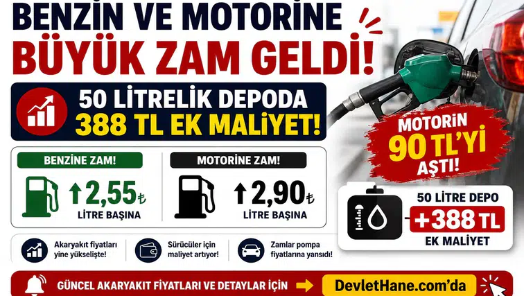 Benzin ve Motorine Büyük Zam Geldi! 50 Litrelik Depoda 388 TL Ek Maliyet, Motorin 90 TL’yi Aştı