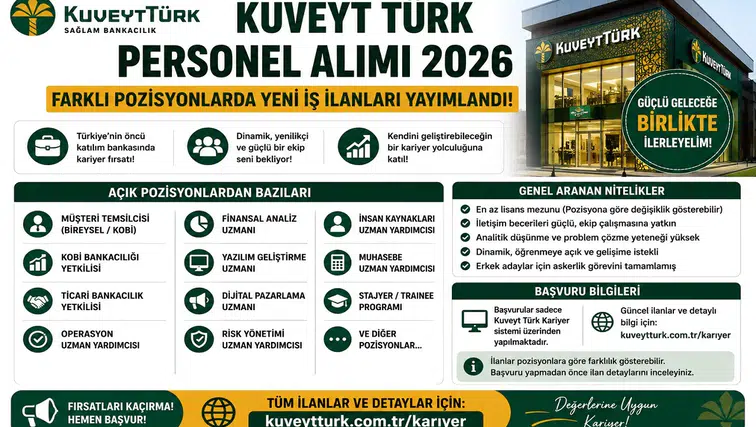 Kuveyt Türk Personel Alımı 2026: Farklı Pozisyonlarda Yeni İş İlanları Yayımlandı