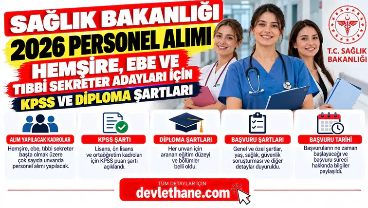 Sağlık Bakanlığı 2026 Personel Alımı: Hemşire, Ebe ve Tıbbi Sekreter Adayları İçin KPSS ve Diploma Şartları