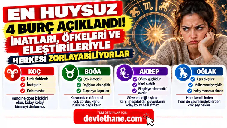 En Huysuz 4 Burç Açıklandı! İnatları, Öfkeleri ve Eleştirileriyle Herkesi Zorlayabiliyorlar