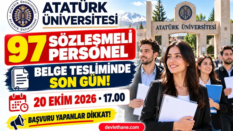 Atatürk Üniversitesi 97 Sözleşmeli Personel Alımında Belge Teslimi 20 Ekim'de Bitiyor