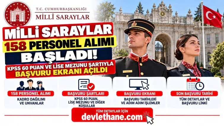 Milli Saraylar 158 Personel Alımı Başladı! KPSS 60 Puan ve Lise Mezunu Şartıyla Başvuru Ekranı Açıldı