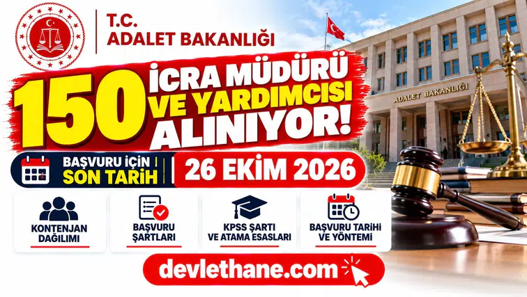 Adalet Bakanlığı 150 icra müdürü ve yardımcısı alıyor: Başvuru 26 Ekim'de bitiyor