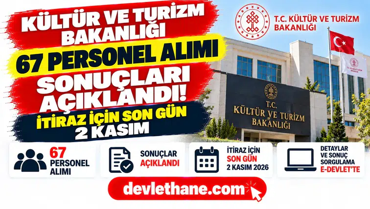 Kültür ve Turizm Bakanlığı 67 personel alımı sonuçları açıklandı: İtiraz için son gün 2 Kasım