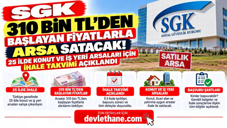 SGK 310 Bin TL'den Başlayan Fiyatlarla Arsa Satacak! 25 İlde Konut ve İş Yeri Arsaları İçin İhale Takvimi Açıklandı