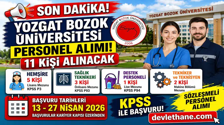 Yozgat Bozok Üniversitesi 11 Personel Alımı Yapacak! Başvurular Başladı