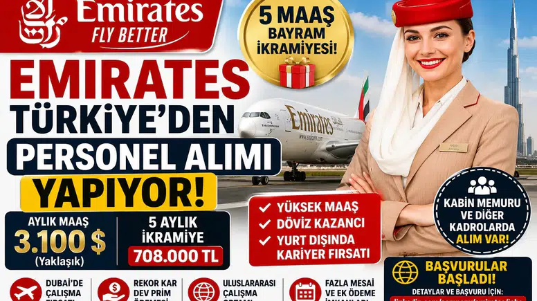 Emirates Türkiye’den Personel Alımı Yapıyor! 5 Maaş Bayram İkramiyesi Duyuruldu